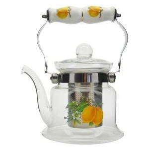 Isıya Dayanıklı Cam Demlik Porselen Saplı 600 Ml.