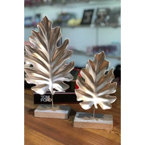 Dekoratif Çınar Yaprak Gümüş Varaklı 2'li Set