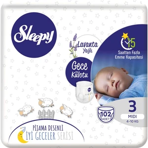 Gece Külotu Lavanta Yağlı 3 Numara Midi 102 Adet