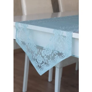 Güllü Desen Örme Runner Örtüsü 40 x 140 cm Mavi