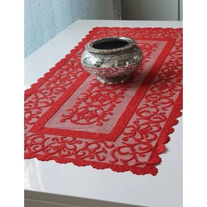 Osmanlı Desen Örme Kısa Runner Örtüsü 40 x 90 cm Kırmızı