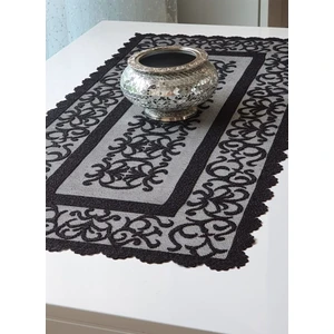 Osmanlı Desen Örme Kısa Runner Örtüsü 40 x 90 cm Siyah