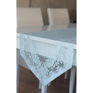 Güllü Desen Örme Runner Örtüsü 40 x 140 cm Su Yeşili