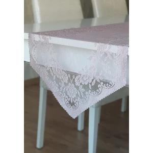 Güllü Desen Örme Runner Örtüsü 40 x 140 cm Pudra