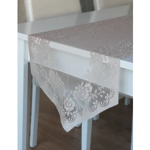 Güllü Desen Örme Runner Örtüsü 40 x 140 cm Kahverengi