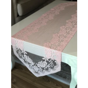 Güllü Desen Örme Runner Örtüsü 40 x 140 cm Pembe
