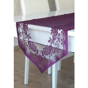Güllü Desen Örme Runner Örtüsü 40 x 140 cm Mor