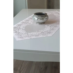 Güllü Desene Örme Kısa Runner Örtüsü 40 x 90 cm Pembe