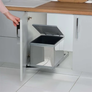 Toty Paslanmaz Gövdeli Çift Bölmeli Dolap Içi Raylı Çöp Kovası 6+6 Lt