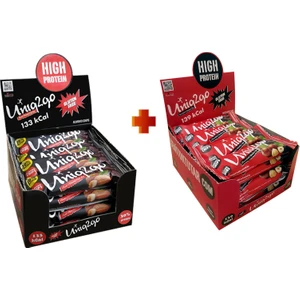 UNIQ2GO Chocodark Fındıklı Bitter 16’lı Yanında UNIQ2GO Power Bademli 16'lı Kutu (Toplam 32 tane)38 gr protein Bar