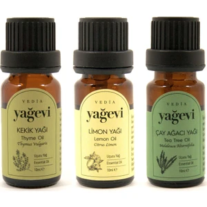 Kekik Uçucu Yağı 10 Ml+Limon Uçucu Yağı 10 Ml+Çay Ağacı Uçucu Yağı 10 ml