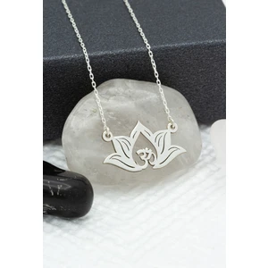 Dkmn Silver Lotus Aum Kolye Kadın Gümüş Kolye
