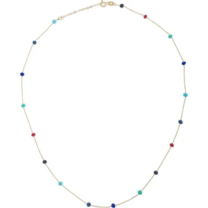 Gençtaş Kuyumculuk Renkli Sıralı Taşlı 14 Ayar Altın Kadın Kolye