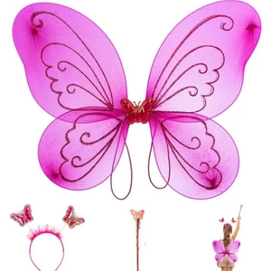 Kelebek Kanadı Tacı Asası Fuşya Renk 50 cm