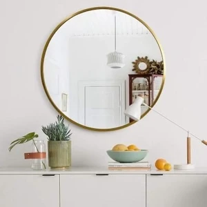 Effe Yapı Dekor Pirinç Eskitme Çerçeveli 70 cm Yuvarlak Ayna