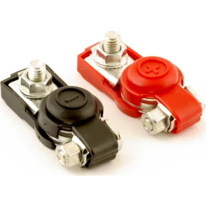 Akü Kutup Başı (+) (-) 2li Set Pirinç Metal Kapaklı Kırmızı Siyah