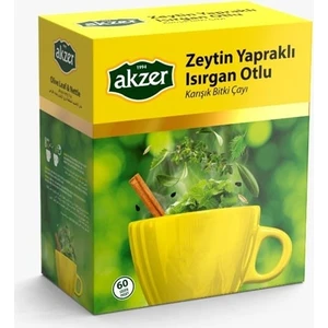2 Adet Akzer Zeytin Yapraklı Isırgan Otlu Karışık Bitki Çayı 120 Süzen Poşet