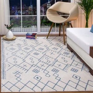 Galaksi Home  Modern Halı Geometrik Desenli Halı Salon Oturma Odası Halısı 4 M2 F032A Krem Mavi
