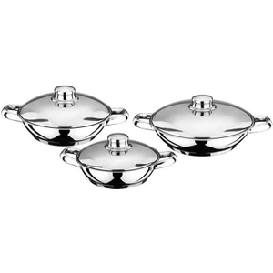 6 Parça Metal Kulplu Metal Kapaklı Çelik Omlet Seti