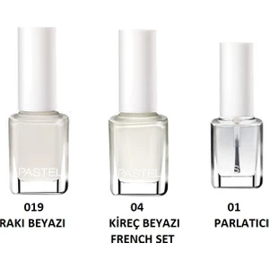 Oje French Set 01 Parlatıcı+04 Kireç Beyazı+19 Rakı Beyazı