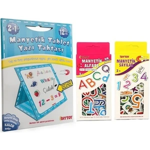 Diy-Toy Diytoy Manyetik Yazı Tahtası - Manyetik Alfabe - Manyetik Sayılar 3'lü Set