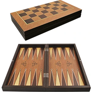 Antik Tavla Oyun Takımı Meşe Ahşap Malzeme ile 25x48x6 cm Ebatında