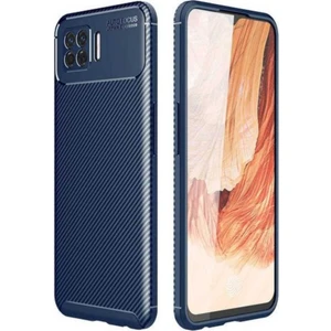 Case 4U Oppo A73 Kılıf Rugged Armor Karbon Desenli Lüx Negro Silikon Arka Kapak Lacivert