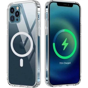 Case 4U Apple iPhone 12 Pro Max Kılıf Magsafe Wireless Kablosuz Şarj Destekli Şeffaf Darbe Emici Tacsafe Kapak