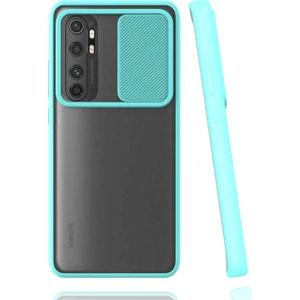 noktaks - Xiaomi Mi Note 10 Lite - Kılıf Slayt Sürgülü Arkası Buzlu Lensi Kapak - Turkuaz - T15452