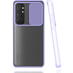 noktaks - Xiaomi Mi Note 10 Lite - Kılıf Slayt Sürgülü Arkası Buzlu Lensi Kapak - Lila - T15452