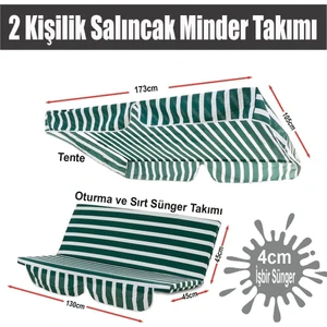 Vip Home Concept Salıncak Minder Seti 2 Kişilik Tenteli Salıncak Minder Seti