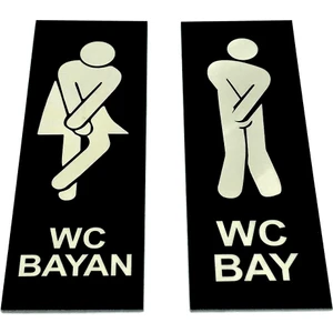 Se-Dizayn Wc Tuvalet Tabelası Bayan Bay Takım 2 Adet Kapı Yönlendirme Levha