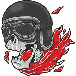 Kasklı Pilot Kurukafa Kuru Kafa Sticker 00554