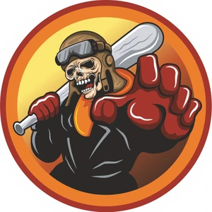 Sticker Fabrikası Beyzbol Sopalı Kurukafa Kuru Kafa Sticker 00556