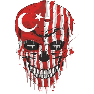 Sticker Fabrikası Kurukafa Türk Bayrağı Kuru Kafa Sticker 00558