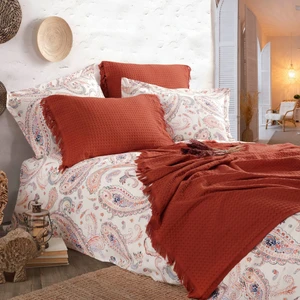 İyi Geceler İstanbul Boho Chic Çift Kişilik Püsküllü Battaniyeli Nevresim Seti - Tarçın