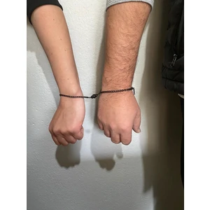Siyah Mıknatıslı Zincir Çift Sevgili Bilekliği
