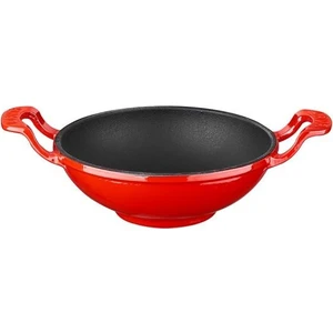 Döküm Wok Tava Metal Kulplu 16 cm Kırmızı