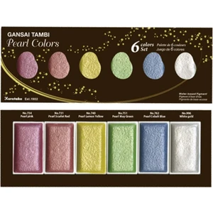 Kuretake Gansai Tambi Pearl Colors Sedefli Tablet Sulu Boya Seti 6 Renk