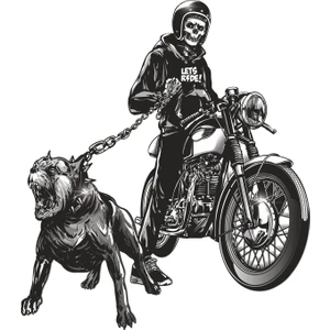 Sticker Fabrikası Motorcu Kurukafa Motor ve Köpek Kuru Kafa Sticker 00545