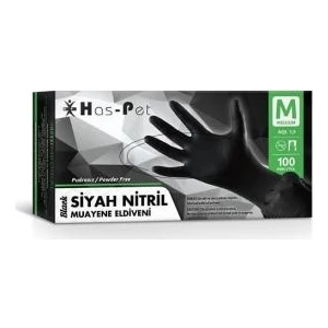 Has-Pet Siyah Nitril Eldiven 100 Adet Medium