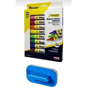 Whiteboard Marker Doldurulabilir Beyaz Tahta Kalemi Seti 10 Renk + Tahta Silgisi Br-10