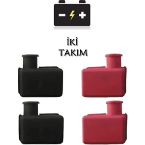 Iki (2) Takım Akü Kutup Başı Kuruma Lastiği (+)(-), Muhafaza Başlığı, Kapağı