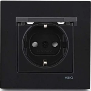 Novella Siyah Kapaklı Çocuk Korumalı Topraklı Priz Çerçeveli