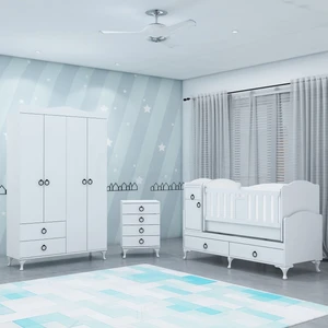 Garaj Home Sude Bebek Odası Takımı Asansörlü Beşik ve 4 Kapaklı Dolap ile Şık Görünüm
