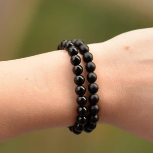Taş Sandığı Iki Adet Obsidyen Taşı Bileklik - 8 mm