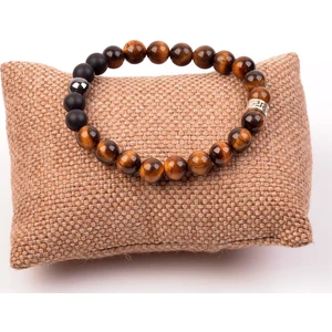 Taş Sandığı Kaplan Gözü Taşı Bileklik - Üç Taşlı - 8 mm