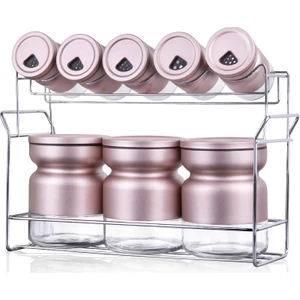 12290 Standlı 8 Parça Cam Baharat Takımı Pudra