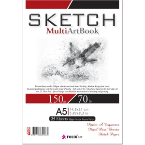 Sketchbook Zigana A5 Tutkallı 150 gr. Beyaz 25 yaprak