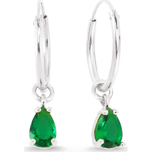 Altın Sepeti Altınsepeti Gümüş Yeşil Damla Taşlı Halka Küpe G132KPT4R3